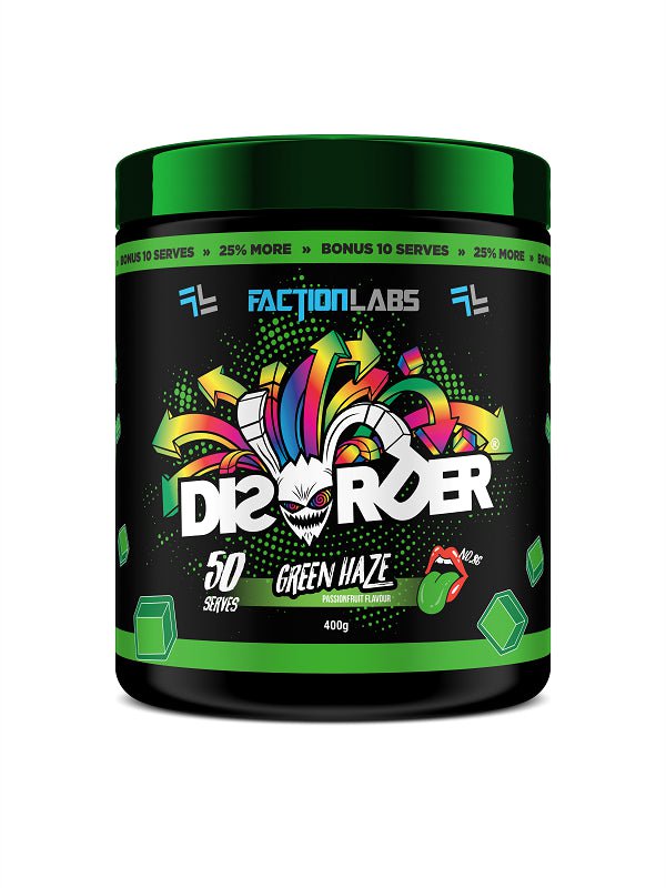 Faction Labs PRE WORKOUT Green Haze / 50 serves Disorder by Faction Labs
